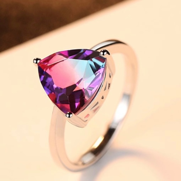 Solid Sterling Silver 925 Mystic Tourmaline Ring - Picture 3 of 9